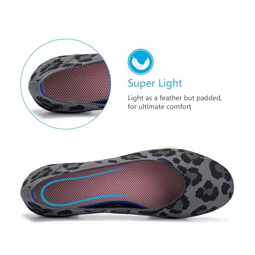 Image of Frank Mully Women's Ballet Flat Shoes Knit Dress Shoes Round Toe Slip On Ballerina Flats for Woman Low Wedge Comfort Soft