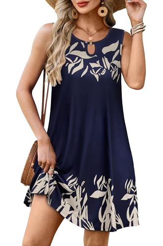 Image of Summer Dresses for Women 2026 Casual Sleeveless Sundress Floral Loose Fit Beach Cover Up with Pocket