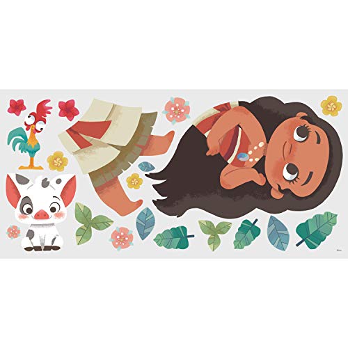 Sticker géant repositionnable Vaiana vintage aux nuances marron et vert