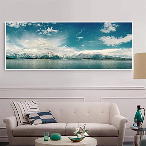 Broderie diamant kit complet 30x90cm paysage du lac strass carrés