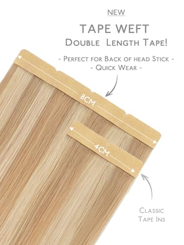 Image of WENNALIFE 3.15 inch Wide Tape in Hair Extensions Human Hair, Tape in Weft