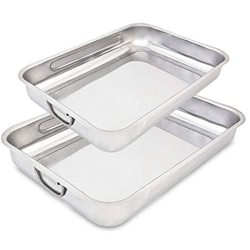 Menax - Rustidera de Horno - Asas Abatibles - Acero Inoxidable - Set de 2