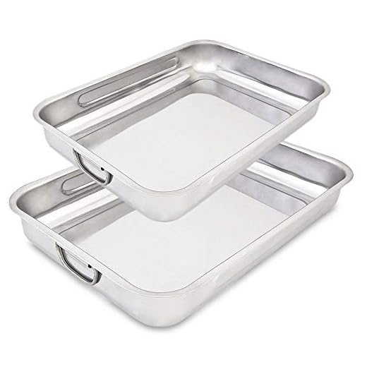 Menax - Set de 2 Rustideras Universales de Horno en Acero Inoxidable - Bandeja Rectangular Para Asar y Hornear - Fuentes De Horno Multiusos