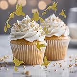 x15 Shiny golden Birds Edible Wafer Paper Decorations for Desserts, Anniversery, Birthday, Wedding, Baby Shower, Engagements, Mothers Day. (Shiny Gold)