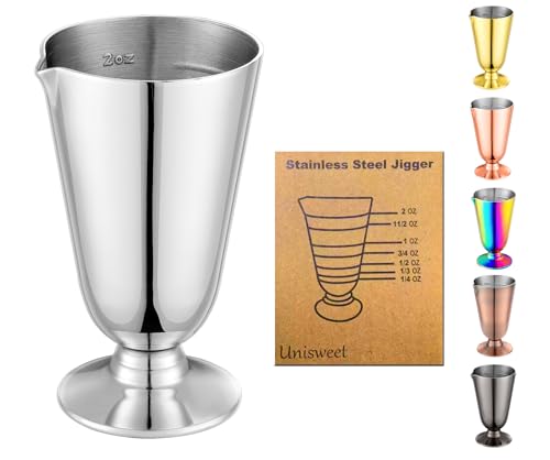UNISWEET 2 Oz Premium Cocktail Jigger,304 Stainless Steel Materials With Has 7 Measuring Scales Inside,Professional Wine Measuring Machine For Cocktails & Liquor, Good For Bartenders & Home Use