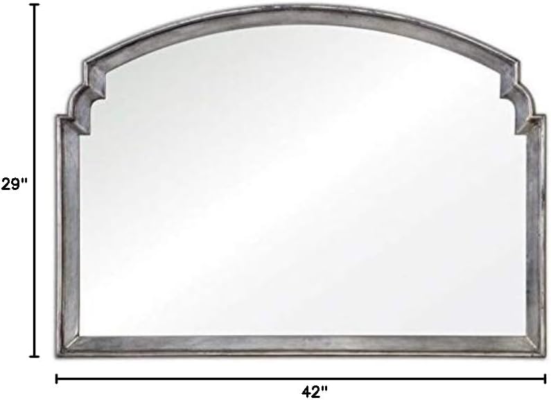 Beaumont Lane Accent Mirror, 42 x 29 in, MDF Frame, Lightly Antiqued Silver Leaf Finish, Horizontal Orientation, Stylish Home Decor Wall Mirror for Living Room or Bedroom