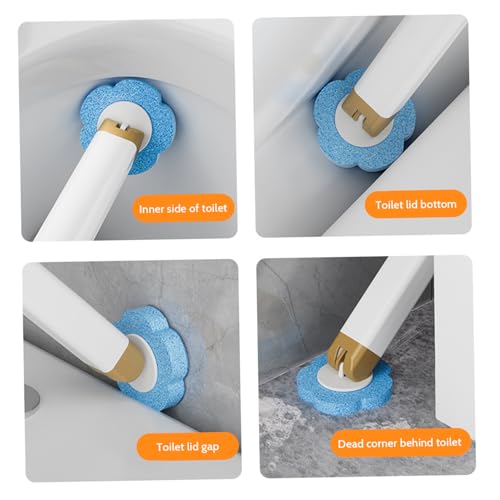 Cepillo de inodoro desechable con recambios, sistema de limpieza montado en la pared para baños, cabezales de limpieza fáciles de usar para una limpieza cómoda del hogar