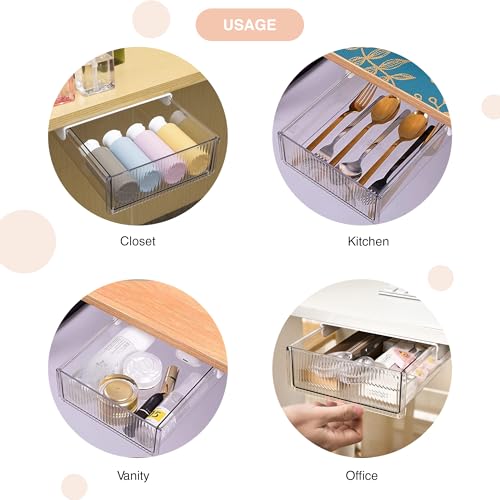 Image of oddpod Reed Under The Table Hidden Stationerydrawer /Acrylic Desk Organiser For Home&Office-White(Small)
