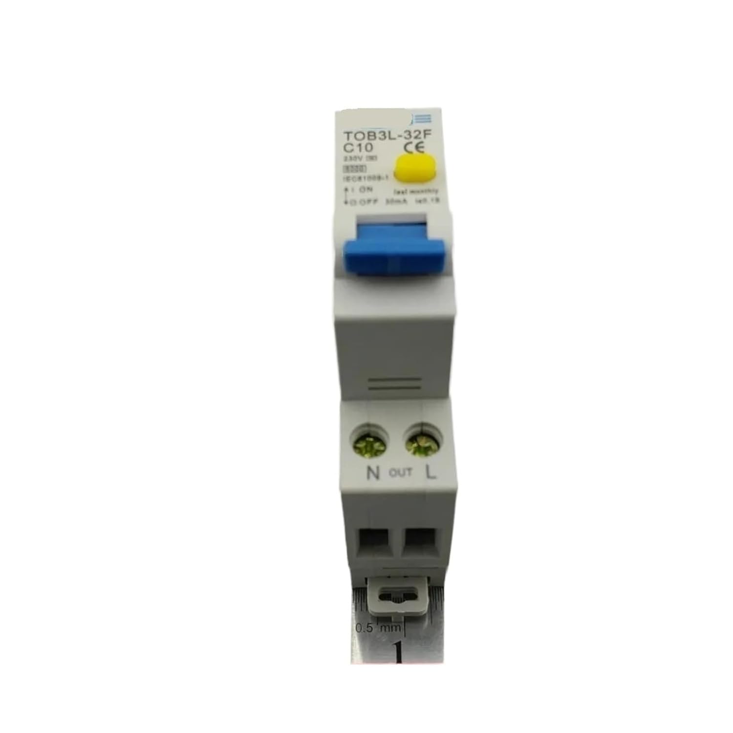 TOB3L-32F 18MM RCBO 10A 1P+N 6KA Residual Current Circuit Breaker with Over Current and Leakage Protection 1Pcs