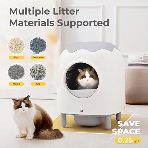 Abrct Automatic Cat Litter Box, App Remote Control Self Cleaning Cat Litter Box, Alerts, Odor Suppression, Disassembly For Multiple Cats Family #TOP2