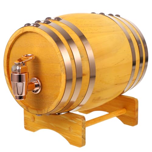 ibasenice Barril de Roble Pequeño de Madera Maciza Soporte y Grifo de Resina, Diseño Compacto y Vintage para Dispensador de Bebidas en Espacios Pequeños y Bares