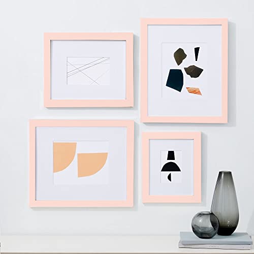 Vecelo 6X8 Picture Frames Set Of 4,8X6 Photo Frames,High Definition Non-Fragile Acrylic Glass Covers With Solid Wood Base For Table Top Display And Wall Collage,Pink #TOP2