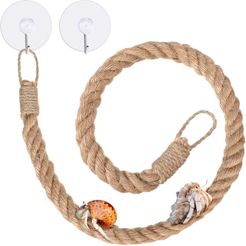 JellyArch Hermit Crab Toys Hermit Crab Climbing Jute Rope Ladder with Hooks Reptile Tank Terrarium Accessories Habitat Decor for Lizards Geckos Snakes(1 Pcs,23.6 Inch)