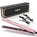K&K Hair Straightener with LCD Display Adjustable Temperature 1 Inch Small Flat Iron for Short Hair Tourmaline Titanium Dual Voltage Auto Shut Off 4D 360Â°Swivel (Rose)