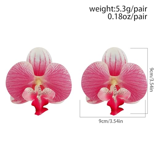 Bethynas Large Butterfly Orchid Flower Stud Earrings Artificial Phalaenopsis Orchid Floral Dangle Drop Earrings Bridal Beach Party Ear Jewelry for Women4