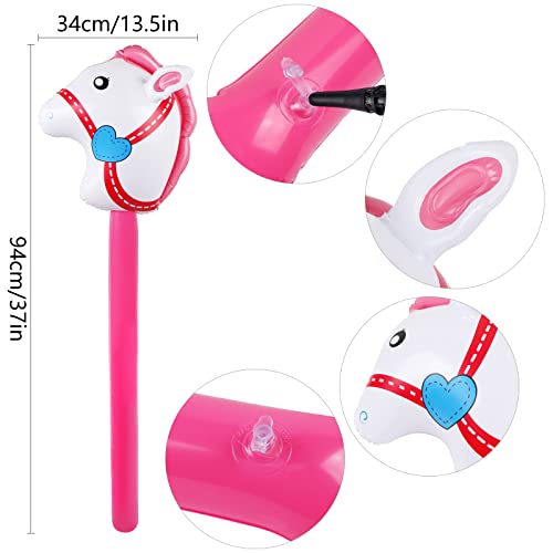 EVERMARKET 6 Pieces Inflatable Stick Horse,Inflatable Horsehead Stick Balloon Pony Stick for Christmas Horse Themed Birthday Party Decorations Supplies Favors Props Cowboy Horse Costume Stick,37 Inch - Thumbnail 3