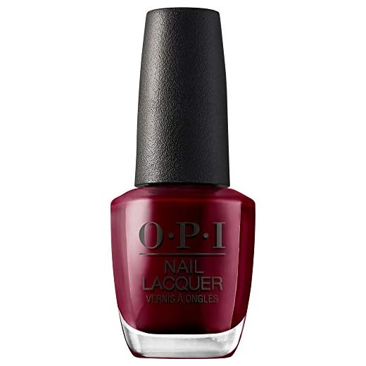 OPI Nail Lacquer – Esmalte de Uñas Rojo Granate – Hasta 7 días de duración – Tono Malaga Wine (15 ml)