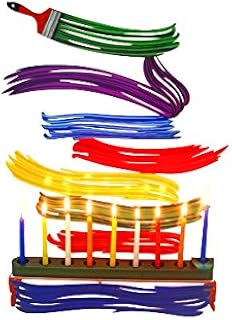 Judaica Menorah - Hanukkah Candles Holder 9 Branch - David Gerstein Art HANUKKAH MENORAH OBJECTS BRUSH STROKES (Bundle)
