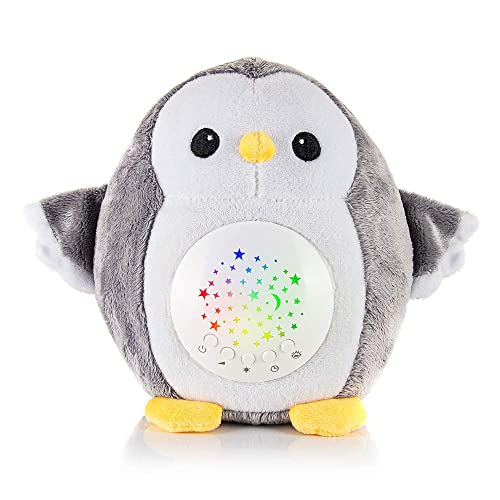 Meero London Penguin AKT13P White Noise Machine,Night Light Projector, Plush Toy Baby Sleep Soother with Night Stars Projector with 15 Musical Lullabies-Gift Pack-Unisex