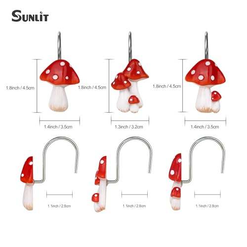 Crochets de rideau de douche champignon à suspension fluide lot de 12 - 4