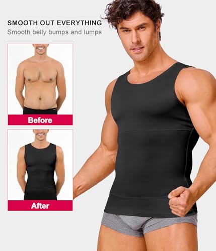 Gotoly Men Compression Shirt Shapewear Slimming Body Shaper Vest Undershirt Tummy Control Tank Top3
