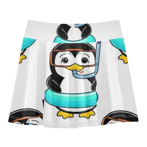 Joisal Cute Penguins White Girls Skorts Athletic Shorts Tennis Skirts Toddler Neon School Skirt 3t2