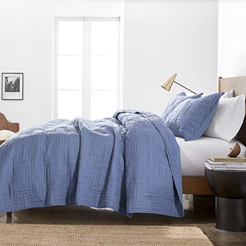 R.share Blue Quilt Queen Size Bedding Sets With Pillow Shams, Lightweight Soft Bedspread Coverlet, Basket Weave Quilted Blanket Thin Comforter Bed Cover For All Season, 3 Pieces, 90X90 Inches #TOP2