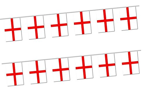 Fabric Double Sided England St Georges Bunting 10metres/33ft Long with 30 Flags - Image 2
