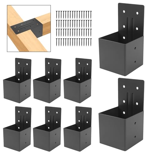 Pergola Brackets 8pcs,4“x 4"(Actual 3.6 "x 3.6") Rafter Post Brackets,Pergola Connectors,DIY Connectors Bracket for Outdoor Gazebos,Log Cabins,Sunroom,Carport,Deck Railing