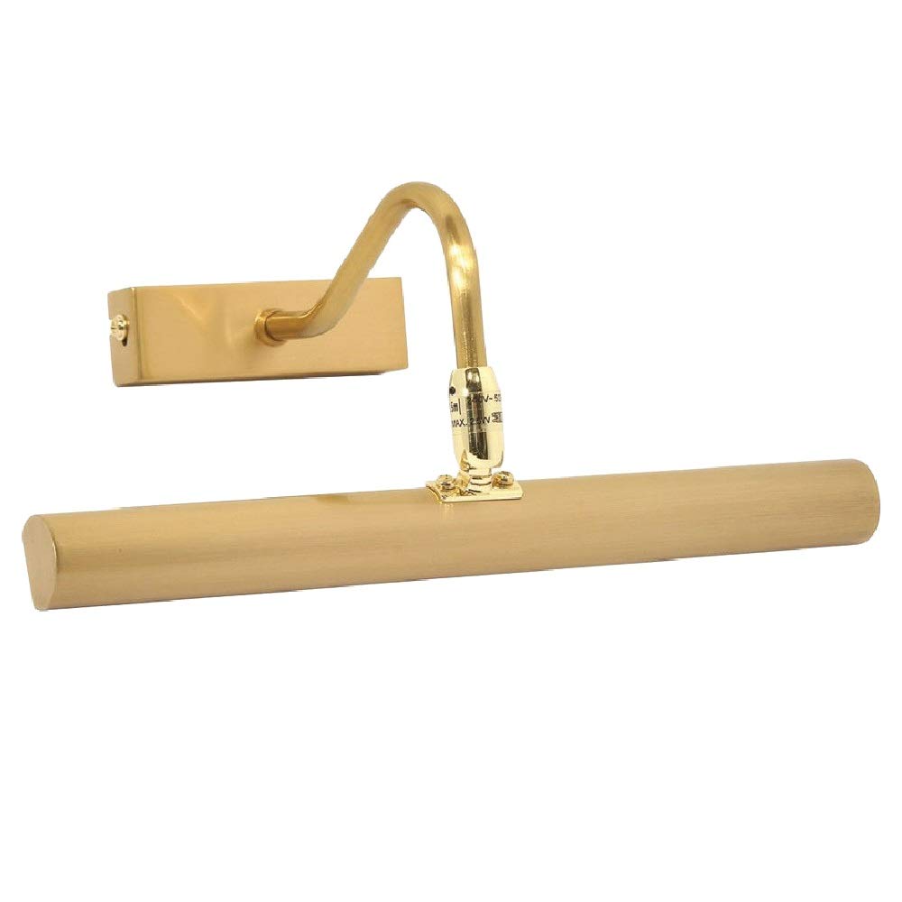 Britalia Satin Brass Vintage Retro Picture & Mirror Light | Adjustable Head | 285mm Width | Rectangular Back Plate | 2 x G9 Lamps Required (Not Included)