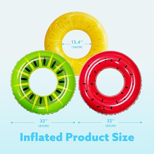 JOYIN Pool Inflatables Swimming Rings 82.5cm (3 Pack), Rubber Ring for Kids and Adults,Pool Inflatables for Adults, Fruit Inflatable Pool Floats for Swimming Pool Party Decorations - View 8