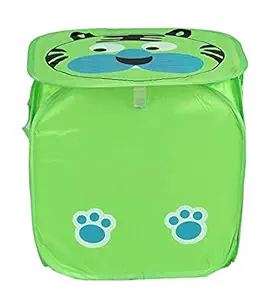 Kuber Industries Polyster Foldable Laundry Organiser With Lid & Handles (Green)-HS_38_KUBMART21178, Pack of 1