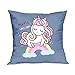 Funda de cojín de unicornio mágico azul con patrón de doble cara de dibujos animados colorido ondulado unicornio funda de almohada para sofá sofá