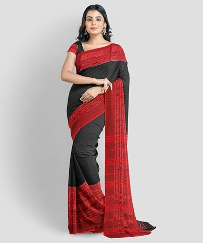 Image of eC ESHA'S COLLECTION Women's Cotton Blend Begumpuri Handloom Saree With Unstitched Running Blouse Piece