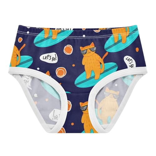 Toddler Girls Underwear 2t Cotton Girl Panties Cute Animals Kids Undies Briefs Cute Cartoon Orange Cats Surfing