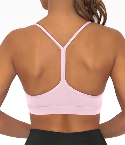 Image of Comper Y Back Sports Bra for Women Low Impact Racerback Workout Bras Sexy Thin Straps Yoga Bras with Removable Pads