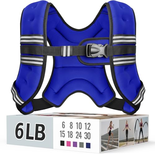 Image of Zeerun Weighted Vest, 6lb /8lb /10lb /12lb /15lb /18lb /20lb /24lb /30lb for Men Women, Reflective Stripe Adjustable Buckle, Comfortable Durable Rucking Vest for Walking Running Strength Training