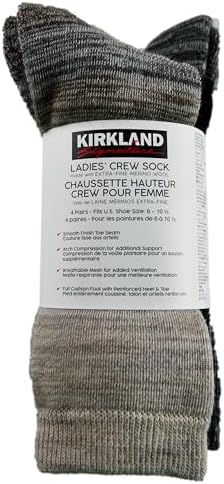 KIRKLAND Signature Ladies' Extra-Fine Merino Wool Crew Socks, Multi-Color, 4 Pairs image 5