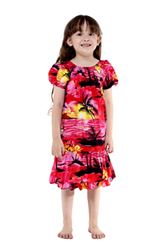 Image of Hawaii Hangover Family Matching Hawaiian Clothes, Sunset Red | Family matching Hawaiian outfits, Sunset Red, lightweight rayon, machine washable, tropical floral print, luaus, cruises