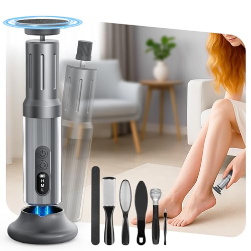 Rapeuse pieds électrique 2 en 1, Yslyuiu ponceuse pied avec affichage LED, avec ensemble de pédicure 8 pièces, rape electrique pieds puissante à 6 vitesses, adaptée à un usage domestique