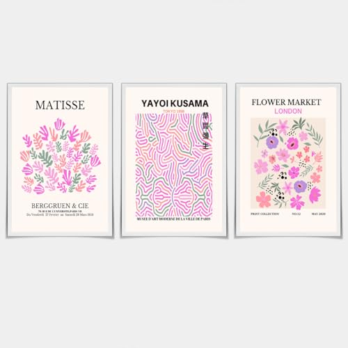 FestiKit Modern Boho Canvas Matisse Botanical Wall Art Decor Posters,Abstract Flower Market Gallery Wall Art Print Posters For Bedroom Office Living Room Set Of 3 (Vintage,16x24in Unframed)