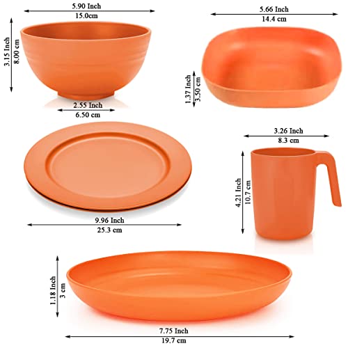 Kyraton Plastic Dinnerware Sets Of 20 Pieces, Unbreakable And Reusable Light Weight Plates Mugs Bowls Dishes Easy To Carry And Clean Microwave Safe Bpa Free Dishwasher Safe Service For 4 (Mutil Color) #TOP1