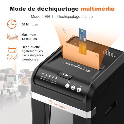 Bonsaii Destructeur de Documents 200 Feuilles Auto-Feed, Coupe Micro P-4 – vue 3