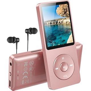 AGPTEK Mp3 Classique 16Go Ultra-Longue Autonomie jusqu'à 70 Heures de Lecture Musique avec Ecran de 1.8 Pouces, Petit Lecteur MP3 Sport pour Enfant/Adulte(Slot Carte mémoire jusqu'à 128Go)-Or Rose