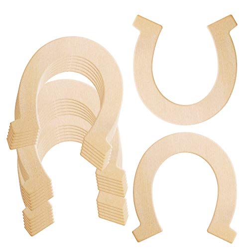 Winlyn 36 Pcs Unfinished Wood Horseshoe Cutouts Ready to Paint Wooden Wedding Horseshoe