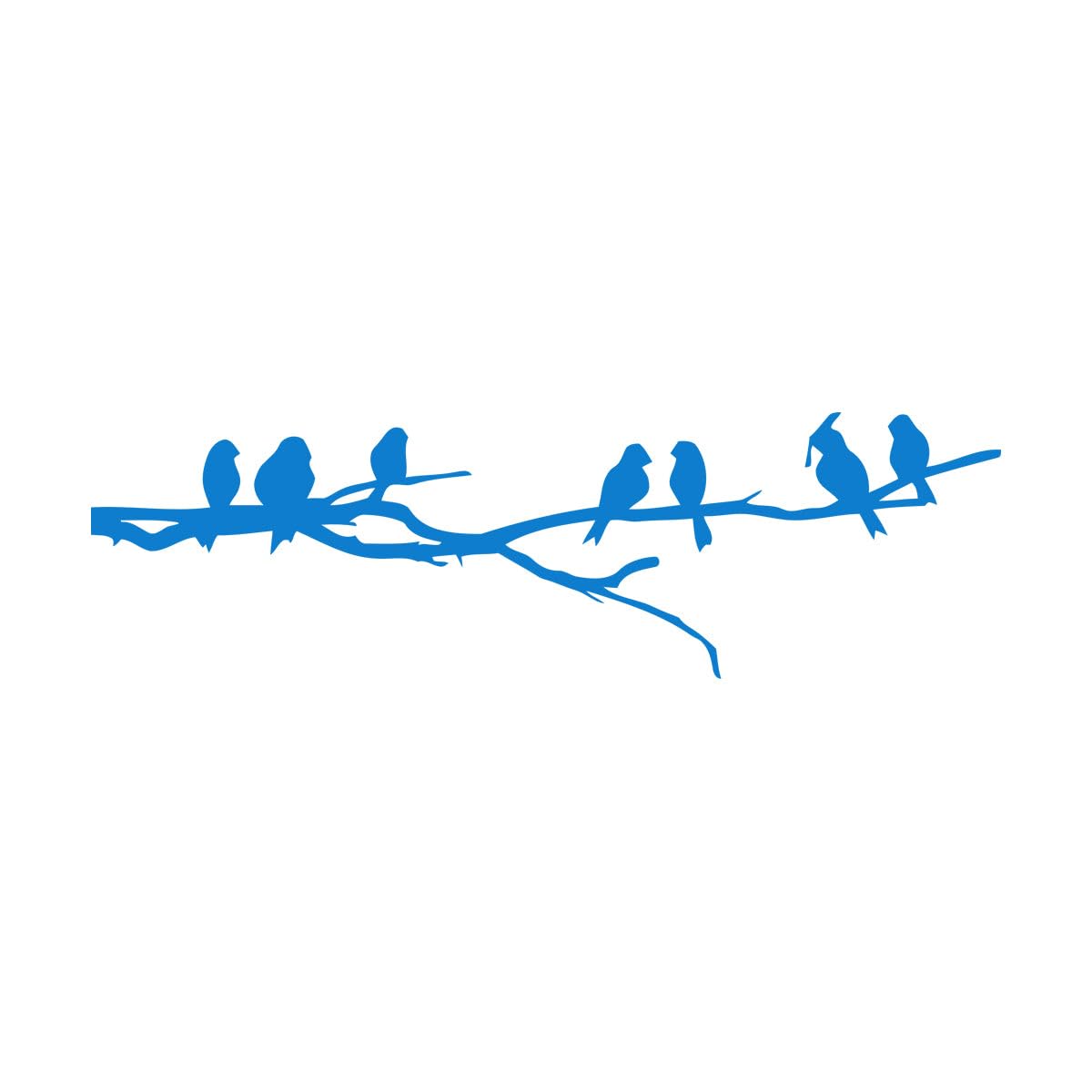 Wall Decals Paster Paper Birds Branch Natural Fauna 49.5x165cm Self Adhesive Extra Large Blue