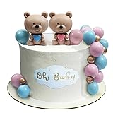Teddy Bear Cake Topper Pink and Blue for Baby Shower Cake Decoration