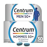 CENTRUM Men 50+   Multivitamines et Minéraux pour Homme de +50 ans   23 nutriments Vit D, C, B6, B12, B1 & Fer   Complément Alimentaire Vitalité, Immunité   30 Comprimés   1 Mois
