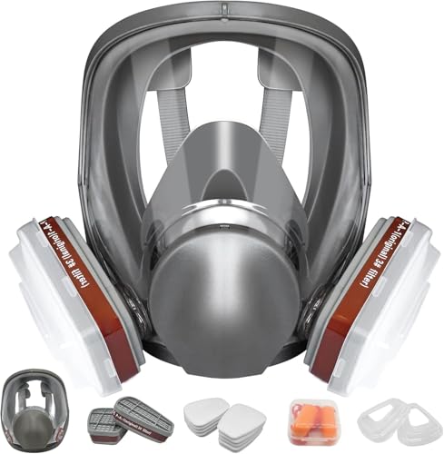 LAMANICE Vollgesichts-Atemschutzmaske Wiederverwendbare Maske mit Aktivkohlefilter geeignet für Gas Lackier Chemikalien Schleif und Schweißumgebungen sowie Spritzlackierarbeiten.