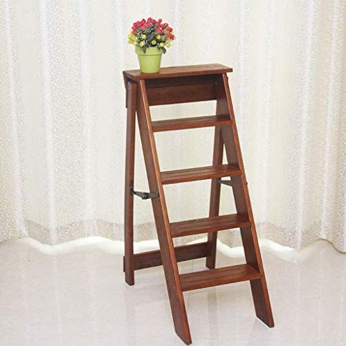 Taburete de escalera plegable de madera maciza portátil y silla doméstica 2